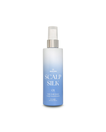 A bottle of H Salon Scalp Silk Daily Scalp Spray on a solid white background.